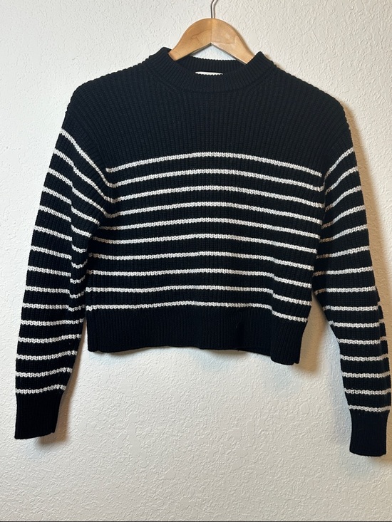 Wilfred Sweaters - Wilfred Black & White Stripe Wool Sweater